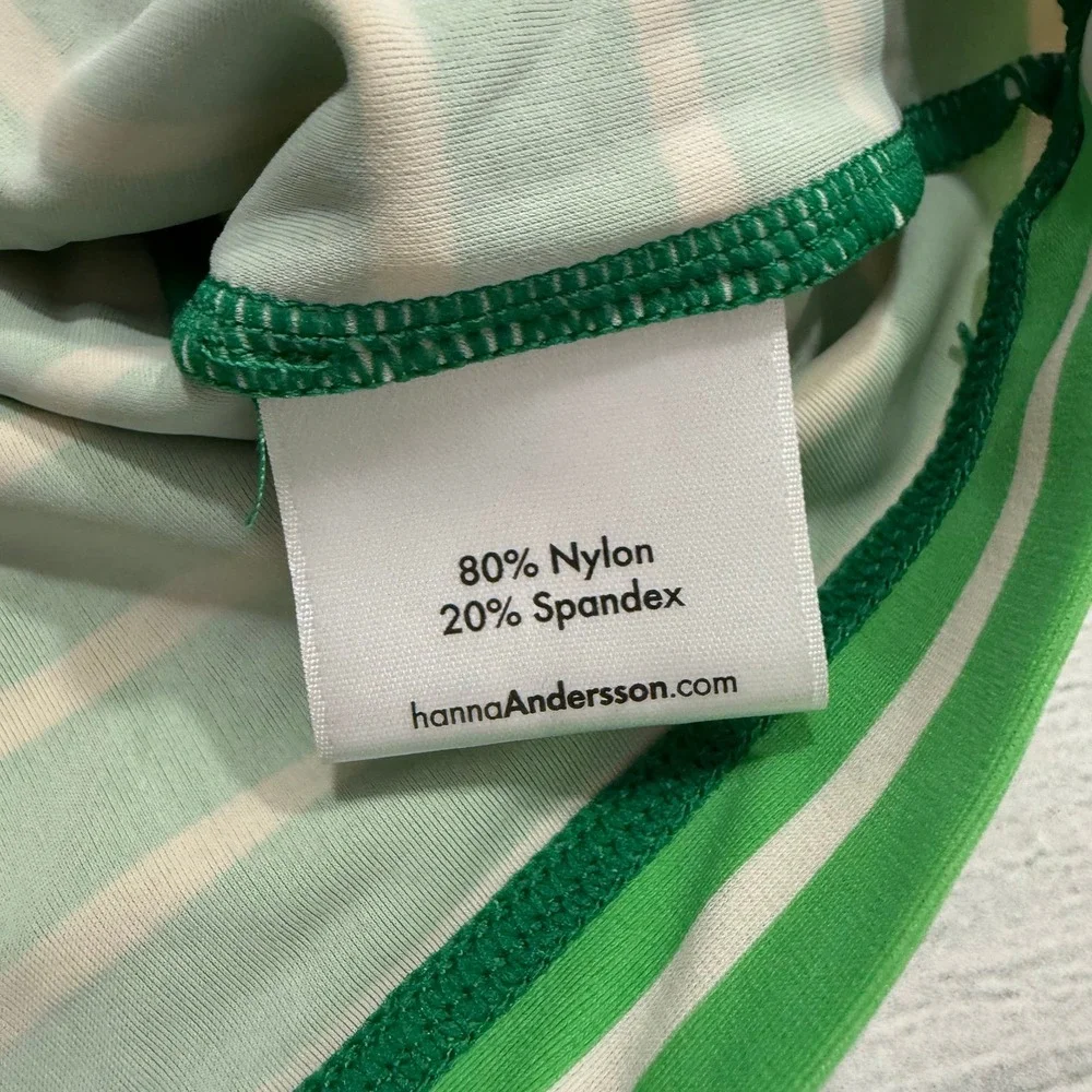 Hanna Andersson kids green striped long sleeve rash guard 110/5